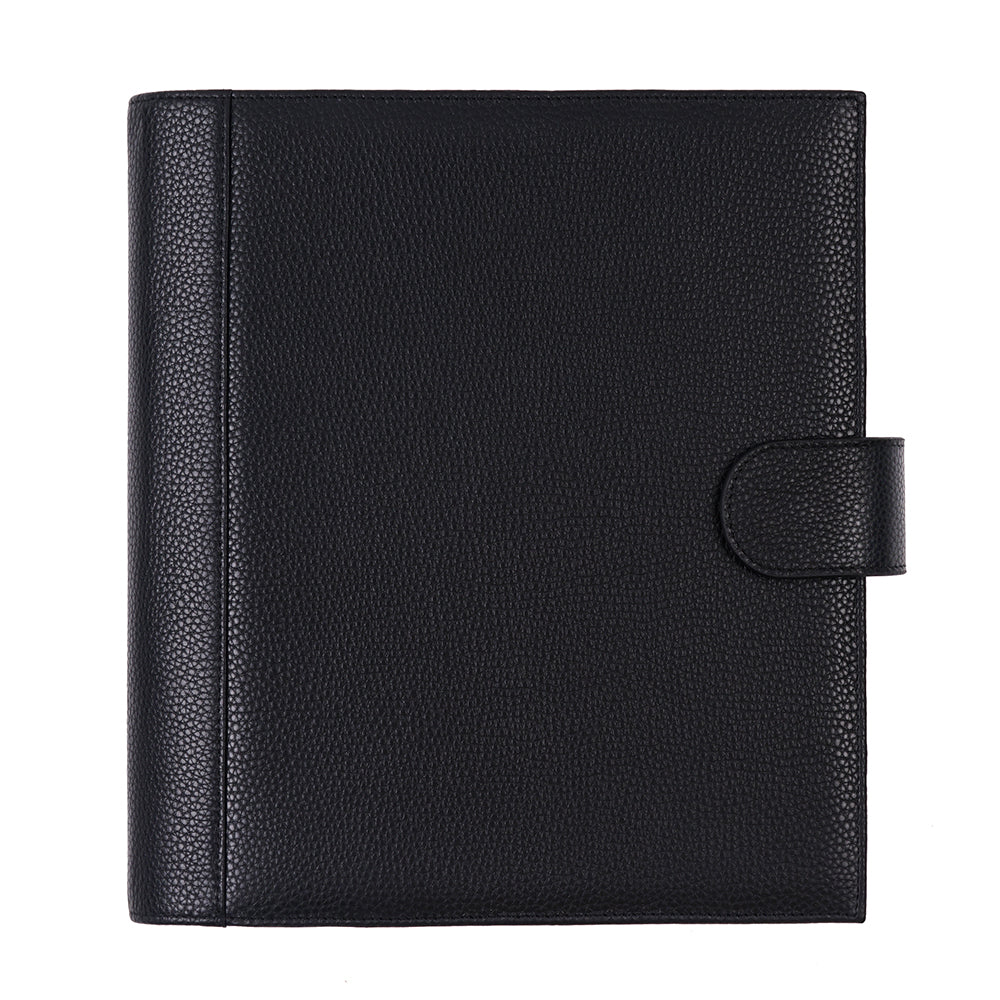 Moterm Leather Cover for Half Letter/Junior Discbound Planner,  with Back Pocket (Pebbled-Black) : Office Products