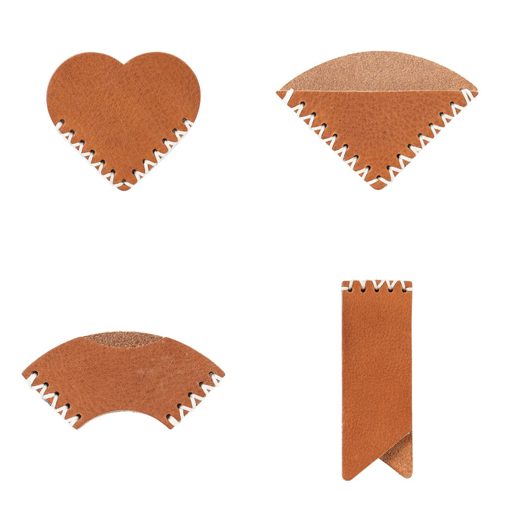 Moterm Handmade Bookmarks - Set of 4 Shapes (Vegetable Tanned Leather)-10160962 