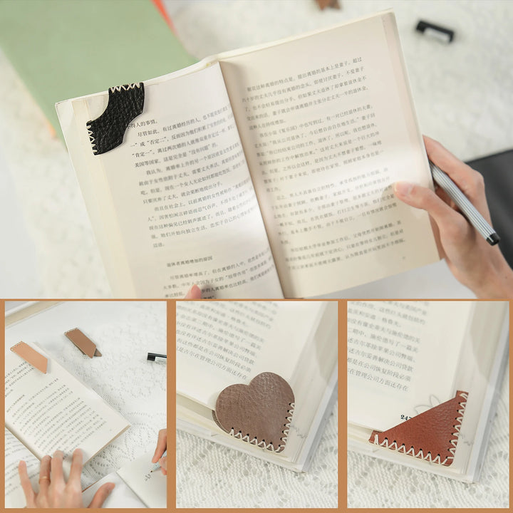 Moterm Handmade Bookmarks - Set of 4 Shapes (Vegetable Tanned Leather)-5198550 