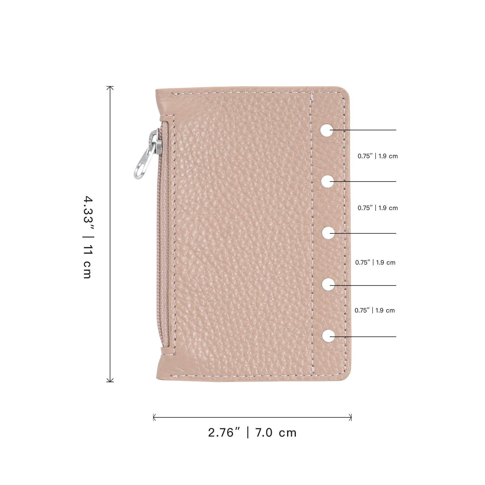 Moterm Leather Zipper Flyleaf - A8 (Pebbled)