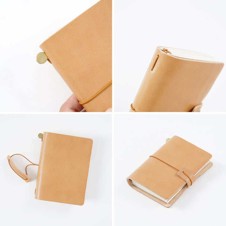 Moterm Companion Travel Journal Passport Size Notebook Genuine Pebbled  Grain Cowhide Organizer with Double Snap Closure
