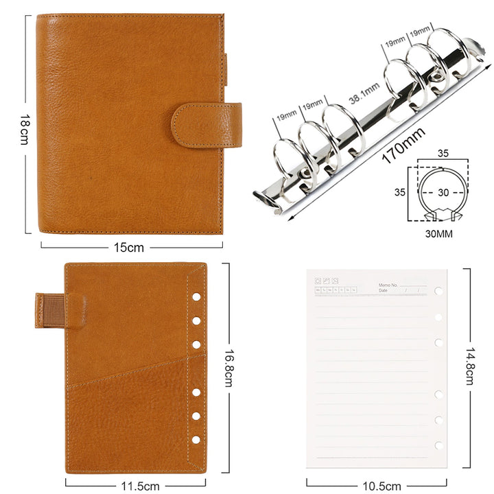 Moterm Luxe 2.0 Rings Planner - A6 (Vegetable Tanned Leather)