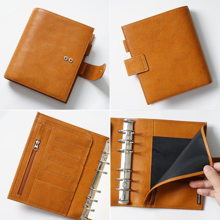 Moterm Elite Personal Rings Planner, echt leer, organizer, zonder Moterm Elite Personal Rings Planner, echt leer, organizer, zonder